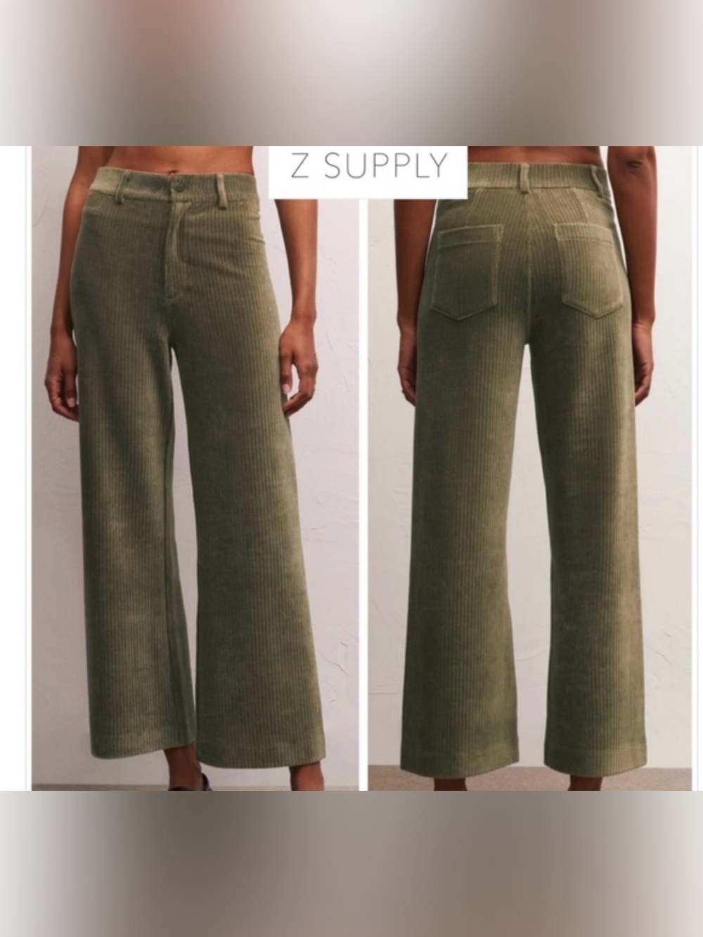 Z Supply Olive Corduroy Wide-Leg Trousers
